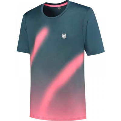 K-Swiss Hypercourt Print Crew 5 T-shirt petrolgroen-roze XL K-Swiss Hypercourt Print Crew 5 T-shirt petrolgroen-roze XL