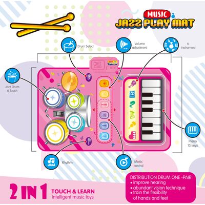 Guaranteed4Less 2-in-1 muzikale speelmat met piano en jazzeenheid voor kinderen (roze) Guaranteed4Less 2-in-1 muzikale speelmat met piano en jazzeenheid voor kinderen (roze)