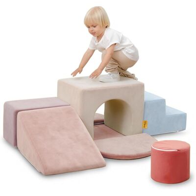 banasuper schuimklimblokken voor kinderen, XXL schuim bouwblokken, EN71-gecertificeerd & antislip, Montessori speelgoed voor kinderen, afwasbare behuizing voor binnenplezier, zachte speelset voor baby's, babyblauw en roze banasuper schuimklimblokken voor kinderen, XXL schuim bouwblokken, EN71-gecertificeerd & antislip, Montessori speelgoed voor kinderen, afwasbare behuizing voor binnenplezier, zachte speelset voor baby's, babyblauw en roze