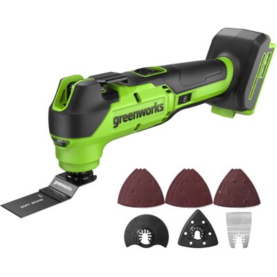 Greenworks 24 V draadloos multifunctioneel gereedschap, 8 variabele snelheden, tot 18.000 tpm, ledverlichting, accessoires inbegrepen, zonder 24 V accu of oplader MT332 Greenworks 24 V draadloos multifunctioneel gereedschap, 8 variabele snelheden, tot 18.000 tpm, ledverlichting, accessoires inbegrepen, zonder 24 V accu of oplader MT332