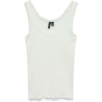 Vero Moda witte dames top Ronde hals Slim Fit Kant patroon Duurzaam Mouwloos Wit M Vero Moda witte dames top Ronde hals Slim Fit Kant patroon Duurzaam Mouwloos Wit M