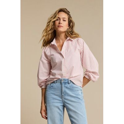 Red Button rode dames blouse Punt kraag Regular fit Geen zakken Streep patroon Knoopsluiting Lange mouw Rood XL Red Button rode dames blouse Punt kraag Regular fit Geen zakken Streep patroon Knoopsluiting Lange mouw Rood XL