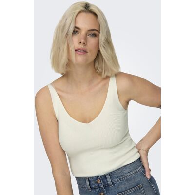 Jacqueline de Yong witte dames top V-hals Slim Fit Mouwloos Wit XXL Jacqueline de Yong witte dames top V-hals Slim Fit Mouwloos Wit XXL