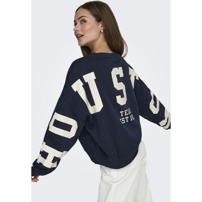Only blauwe dames trui Ronde hals Regular fit Tekst patroon Duurzaam Lange mouw Blauw L Only blauwe dames trui Ronde hals Regular fit Tekst patroon Duurzaam Lange mouw Blauw L