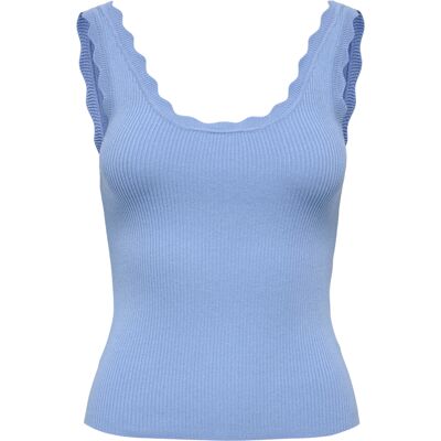 Jacqueline de Yong blauwe dames top Ronde hals Slim Fit Rib patroon Mouwloos Blauw XXL Jacqueline de Yong blauwe dames top Ronde hals Slim Fit Rib patroon Mouwloos Blauw XXL