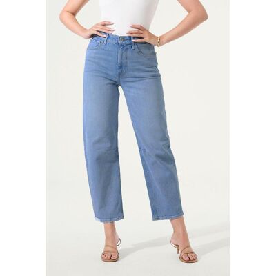 Garcia blauwe dames jeans High waist Bleached wash wassing Barrel fit 5-Pocket zakken Knoop- en ritssluiting Duurzaam High waist Blauw 28 Garcia blauwe dames jeans High waist Bleached wash wassing Barrel fit 5-Pocket zakken Knoop- en ritssluiting Duurzaam High waist Blauw 28