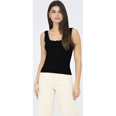 Jacqueline de Yong zwarte dames top Ronde hals Slim Fit Rib patroon Mouwloos Zwart XS Jacqueline de Yong zwarte dames top Ronde hals Slim Fit Rib patroon Mouwloos Zwart XS