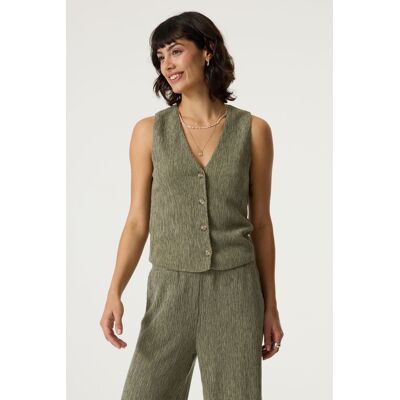 Garcia groene dames vest V-hals Regular fit Structuur patroon Knoopsluiting Mouwloos Groen XS Garcia groene dames vest V-hals Regular fit Structuur patroon Knoopsluiting Mouwloos Groen XS