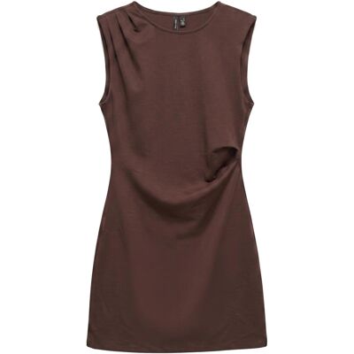 Vero Moda bruine dames jurk Ronde hals Regular fit Mouwloos Bruin XL Vero Moda bruine dames jurk Ronde hals Regular fit Mouwloos Bruin XL