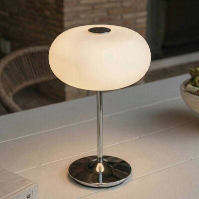 Lucande LED-zaklamp op accu Anoria, chroom/wit, glas IP44 USB dimbaar, chroom / zilver, Woon-/ Eetkamer, Glas, Design Lucande LED-zaklamp op accu Anoria, chroom/wit, glas IP44 USB dimbaar, chroom / zilver, Woon-/ Eetkamer, Glas, Design