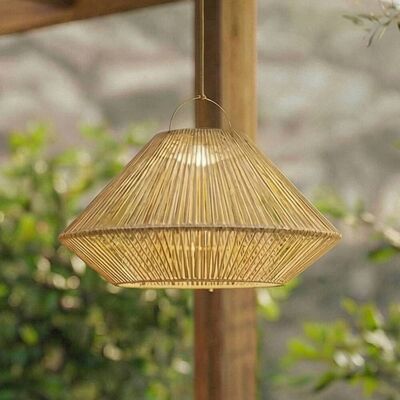 Lindby LED-hanglamp op zonne-energie Austas, beige, Ø 50 cm, USB, IP54 dimbaar, crème / amber, Kunststof, Modern, Solar buitenverlichting Lindby LED-hanglamp op zonne-energie Austas, beige, Ø 50 cm, USB, IP54 dimbaar, crème / amber, Kunststof, Modern, Solar buitenverlichting