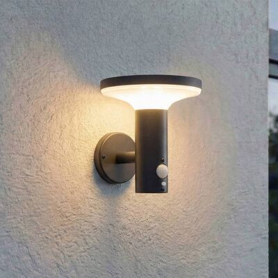 PRIOS LED-zonne-wandlamp Kalen, 17 cm, zwart, met sensor Kalen, zwart, metaal, Modern, Wandlamp buiten PRIOS LED-zonne-wandlamp Kalen, 17 cm, zwart, met sensor Kalen, zwart, metaal, Modern, Wandlamp buiten