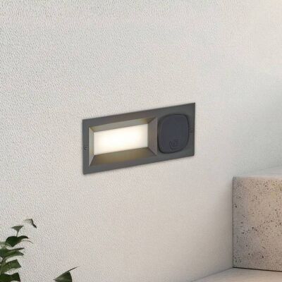 Lucande LED wand inbouwlamp Lachlain, antraciet, stopcontact Lachlain, zwart, metaal, Modern, Wandlamp buiten Lucande LED wand inbouwlamp Lachlain, antraciet, stopcontact Lachlain, zwart, metaal, Modern, Wandlamp buiten