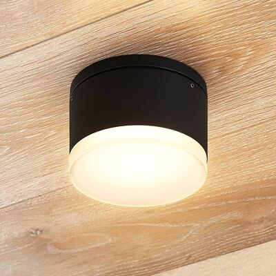 Lindby Mathea LED buiten plafondlamp, cilinder, zwart, Aluminium, Modern, LED plafondlamp Lindby Mathea LED buiten plafondlamp, cilinder, zwart, Aluminium, Modern, LED plafondlamp