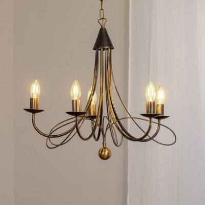 ONLI Kroonluchter Milvia, dimbaar, brons / oud-messing, Woon-/ Eetkamer, metaal, kroonluchter ONLI Kroonluchter Milvia, dimbaar, brons / oud-messing, Woon-/ Eetkamer, metaal, kroonluchter