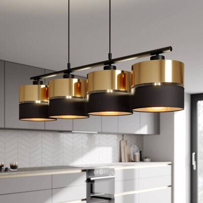 TK Lighting Hilton Hanglamp - Zwart/Gold - 4 E27 TK Lighting Hilton Hanglamp - Zwart/Gold - 4 E27
