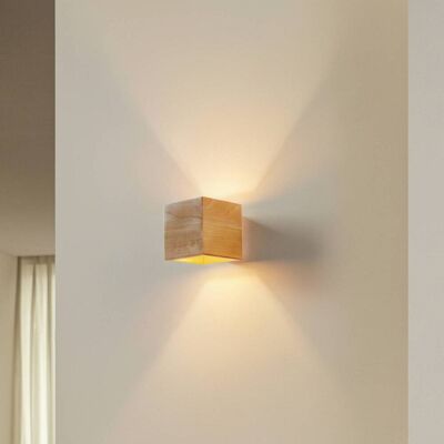 SOLLUX LIGHTING Wandlamp met houten kubus - Ara SOLLUX LIGHTING Wandlamp met houten kubus - Ara