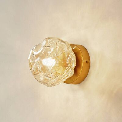 Lindby Wandlamp Piatra, dimbaar, crème / amber, Woon-/ Eetkamer, Glas, Modern, wandlamp Lindby Wandlamp Piatra, dimbaar, crème / amber, Woon-/ Eetkamer, Glas, Modern, wandlamp