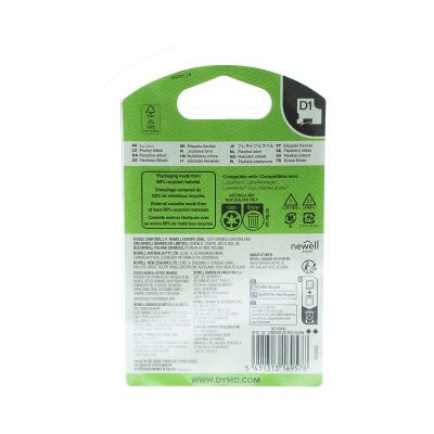 Dymo Tape D1 12mmx3,5m permanent nylon zwart/wit S0718040 Replace: N/A Dymo Tape D1 12mmx3,5m permanent nylon zwart/wit S0718040 Replace: N/A
