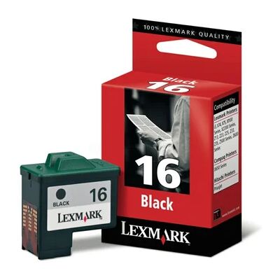 Lexmark 16 Inktcartridge zwart, 16 ml 10N0016 Replace: N/A Lexmark 16 Inktcartridge zwart, 16 ml 10N0016 Replace: N/A