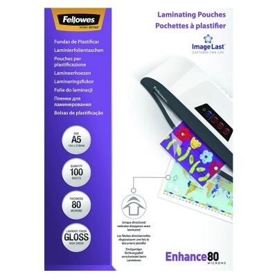 Fellowes Lamineerzakken A5 80 mic. 100/fp, blanco 5306002 Replace: N/A Fellowes Lamineerzakken A5 80 mic. 100/fp, blanco 5306002 Replace: N/A