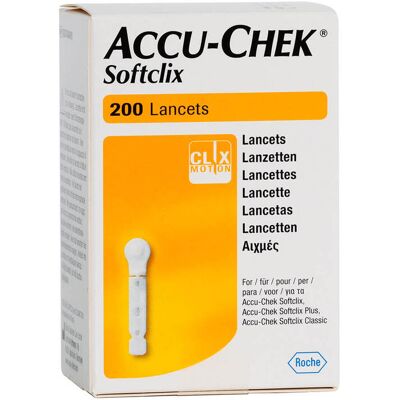 Accu-Chek Softclix Lancetten - 200 Steriele Bloedglucose Testnaalden Accu-Chek Softclix Lancetten - 200 Steriele Bloedglucose Testnaalden