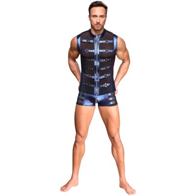 NEK - herenhemd met bandjes en mesh inzet (blauw) - L NEK - herenhemd met bandjes en mesh inzet (blauw) - L