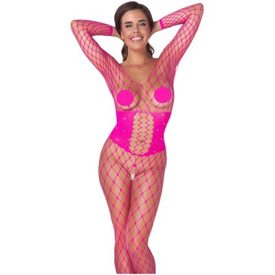 Cottelli FANTASY Roze Net Catsuit - Catsuit Cottelli FANTASY Roze Net Catsuit - Catsuit
