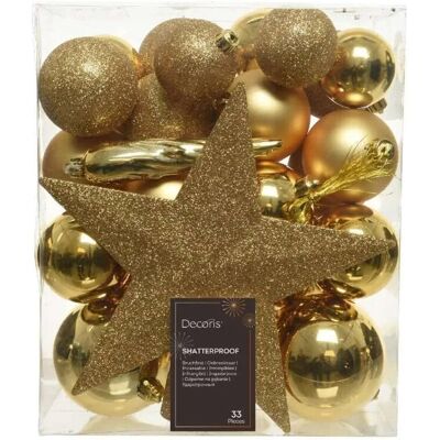Decoris Gouden Ster en Ballen Set - Kerstversiering Decoris Gouden Ster en Ballen Set - Kerstversiering
