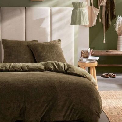 Beddenset - TODAY - Teddy - Tweepersoons - 220 x 240 cm - Effen groen Beddenset - TODAY - Teddy - Tweepersoons - 220 x 240 cm - Effen groen