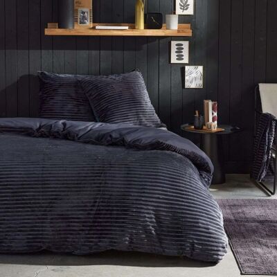 Beddenset - TODAY - Geribbeld - Tweepersoons - 220 x 240 cm - Effen antracietgrijs Beddenset - TODAY - Geribbeld - Tweepersoons - 220 x 240 cm - Effen antracietgrijs