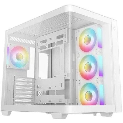 PC-behuizing - DEEPCOOL - CG530U 4F - Mid-tower - Micro-ATX-vormfactor - Inclusief 4 ARGB-ventilators - Wit PC-behuizing - DEEPCOOL - CG530U 4F - Mid-tower - Micro-ATX-vormfactor - Inclusief 4 ARGB-ventilators - Wit