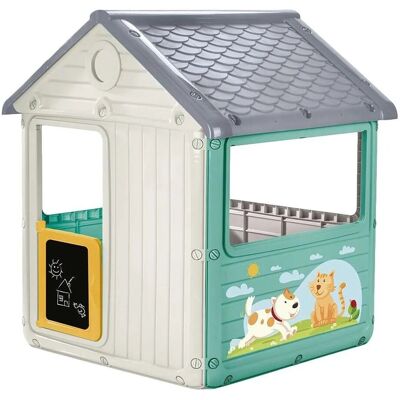 Dolu Speelhuis met Krijtbord Wit/Blauw/Geel Dolu Speelhuis met Krijtbord Wit/Blauw/Geel