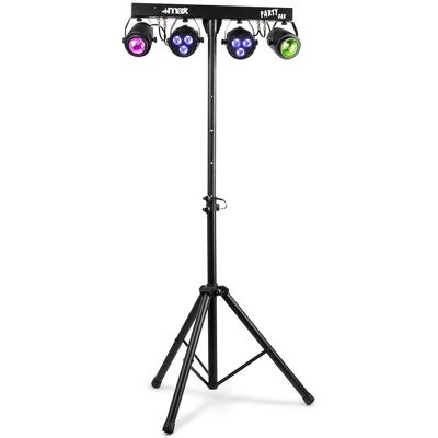 Max PartyBar1 met 2 RGBW LED-parren & 2 Jellymoons op statief Max PartyBar1 met 2 RGBW LED-parren & 2 Jellymoons op statief