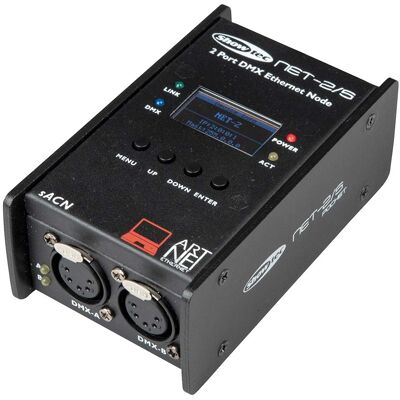 Showtec Net-2/5 Pocket 2-kanaals ArtNET-DMX node 5p XLR Showtec Net-2/5 Pocket 2-kanaals ArtNET-DMX node 5p XLR
