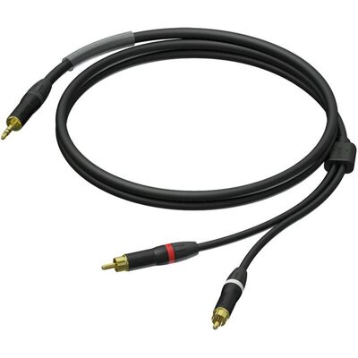 Procab PRA711/1.5 verloopkabel Mini-jack naar 2x RCA met krimpkous 150cm Procab PRA711/1.5 verloopkabel Mini-jack naar 2x RCA met krimpkous 150cm