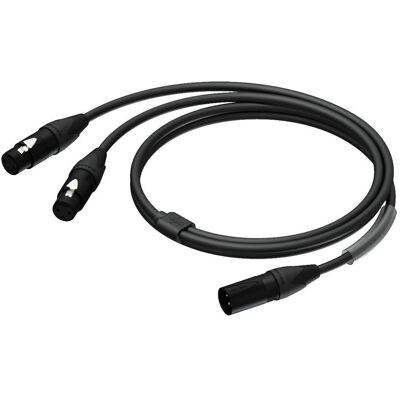 Procab PRA736/1.5 verloopkabel 1x XLR male naar 2x XLR female met Neutrik-pluggen 1,5m Procab PRA736/1.5 verloopkabel 1x XLR male naar 2x XLR female met Neutrik-pluggen 1,5m