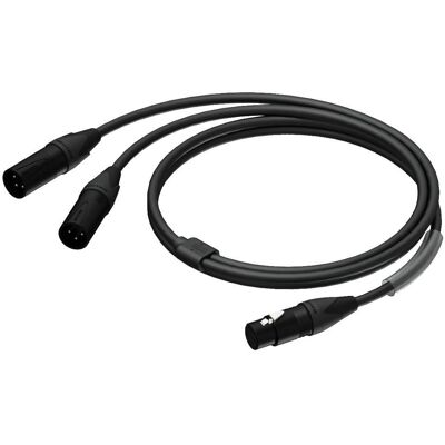 Procab PRA735/1.5 verloopkabel 1x XLR female naar 2x XLR male met Neutrik-pluggen 1,5m Procab PRA735/1.5 verloopkabel 1x XLR female naar 2x XLR male met Neutrik-pluggen 1,5m