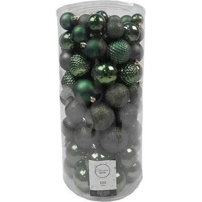 Decoris Kerstbal kunststof d6cm ass 100st groen Decoris Kerstbal kunststof d6cm ass 100st groen