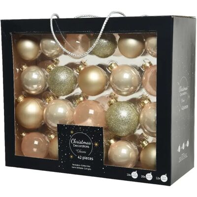 Decoris Kerstbal glas mix parel 42st Decoris Kerstbal glas mix parel 42st