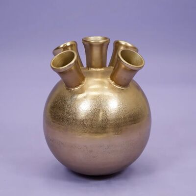 Countryfield Vaas kuba metaal l33b33h41cm goud Countryfield Vaas kuba metaal l33b33h41cm goud