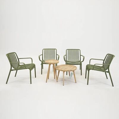 Vita Tuinset porto loungestoel groen met Melfort bijzettafels bistroset Vita Tuinset porto loungestoel groen met Melfort bijzettafels bistroset