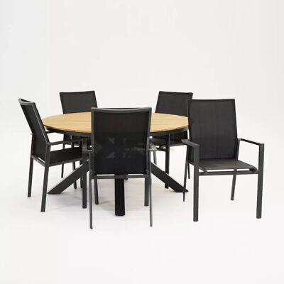 Vita Tuinstoel Delia zwart hoge rug met Arezzo tafel 150 rond Vita Tuinstoel Delia zwart hoge rug met Arezzo tafel 150 rond