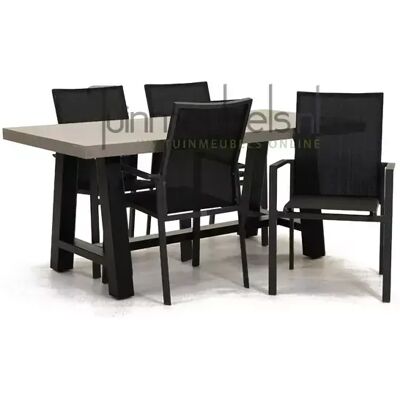 Vita Tuinstoel Delia zwart hoge rug met Cento tafel 180 cm Vita Tuinstoel Delia zwart hoge rug met Cento tafel 180 cm