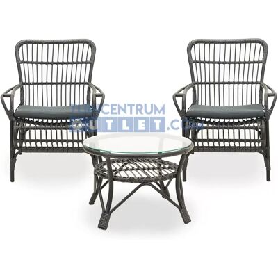 Vita Lester loungeset zwart met lage tafel Vita Lester loungeset zwart met lage tafel