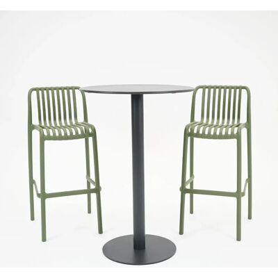 Barset 2x Porto Barstoelen met Santo Bartafel 70 Groen Zwart Vita Barset 2x Porto Barstoelen met Santo Bartafel 70 Groen Zwart Vita