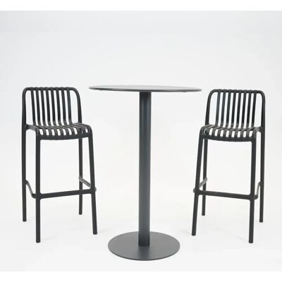 Vita Santo bartafel Ø70 met 2 Porto barstoelen zwart Vita Santo bartafel Ø70 met 2 Porto barstoelen zwart