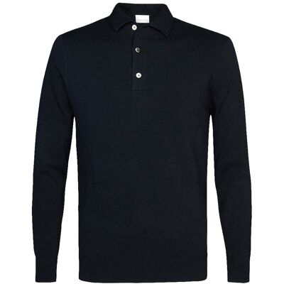 Profuomo Heren Polo Lange Mouw Blauw In Maat: XXL Profuomo Heren Polo Lange Mouw Blauw In Maat: XXL