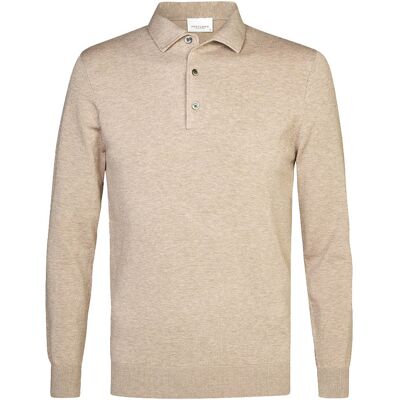 Profuomo Heren Polo Lange Mouw Beige In Maat: S Profuomo Heren Polo Lange Mouw Beige In Maat: S