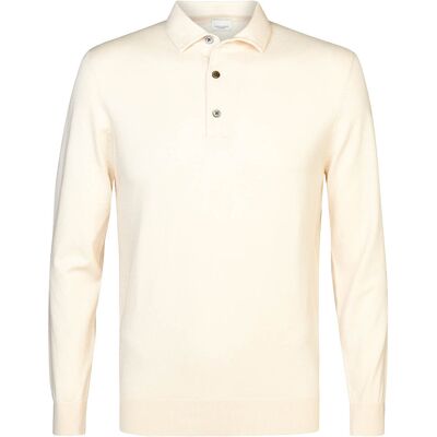 Profuomo Heren Polo Lange Mouw Wit In Maat: XXL Profuomo Heren Polo Lange Mouw Wit In Maat: XXL